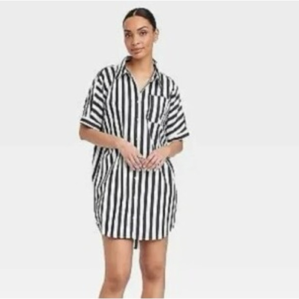 a new day Black/navy and White Striped Shirt Dress size XS